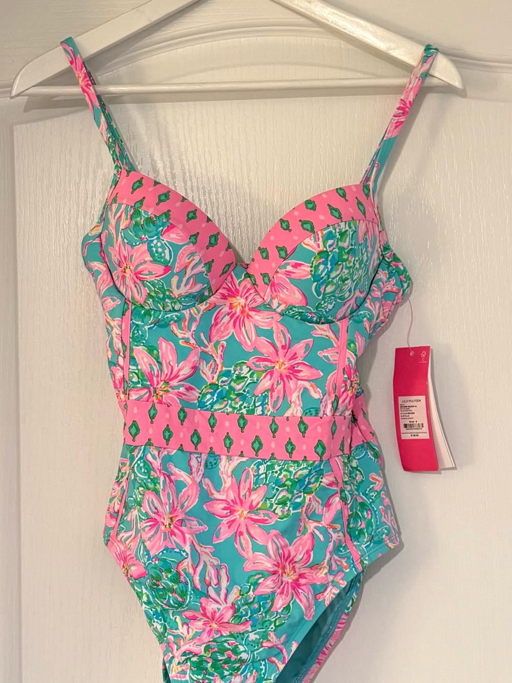 NWT Lilly Pulitzer Size 6 Pink  & Teal Floral One-Piece Swimsuit